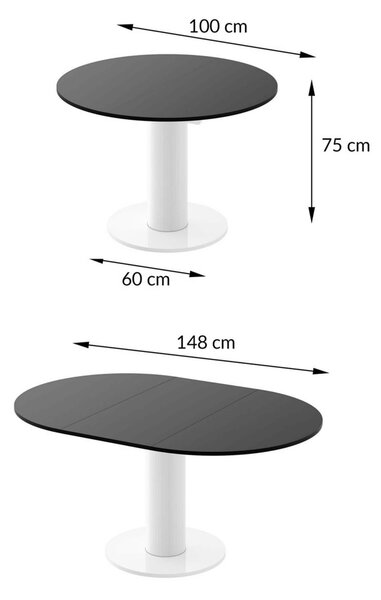 MebleMWM Stół rozkładany SOLO LUX | Biało-czarny MAT/HG