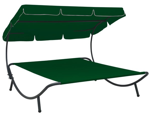 Leżak ogrodowy z baldachimem, zielony