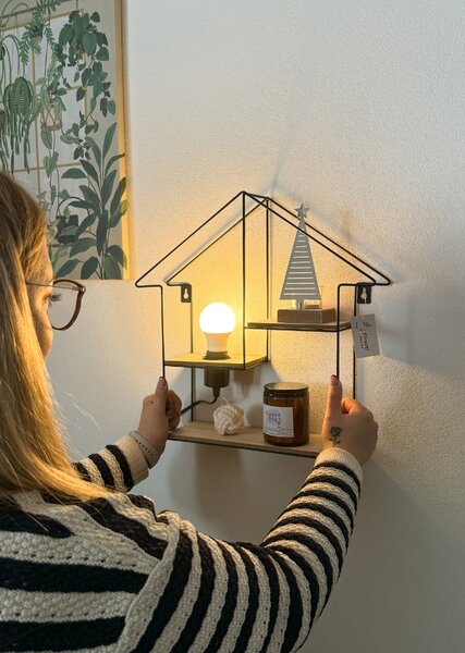 Półka ścienna z lampką HOUSE, 40 cm
