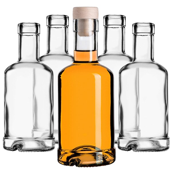 Szklana butelka na alkohole Tadek 250ml z korkiem syntetycznym 5 szt