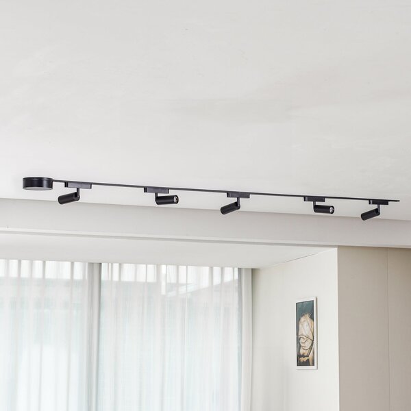 Lampy sufitowe Lindby, Lumaro 48V, ściemnialny, czarny, salon, aluminium, nowoczesny