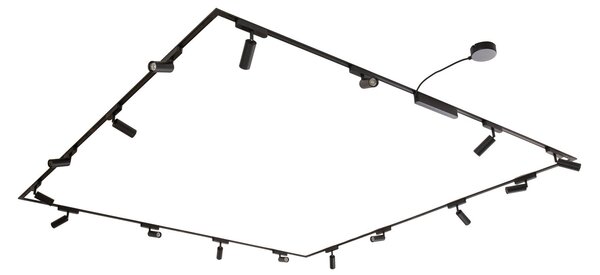 Lampy sufitowe Lindby, Lumaro 48V, ściemnialny, czarny, jadalnia, aluminium, nowoczesny
