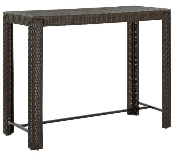 Ogrodowy stolik barowy, brązowy, 140,5x60,5x110,5 cm, rattan PE