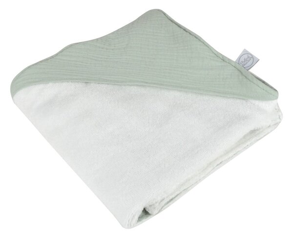 Zielony muślinowy ręcznik dziecięcy z kapturem 75x75 cm – Bébé Douceur