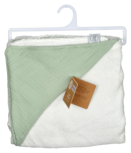 Zielony muślinowy ręcznik dziecięcy z kapturem 75x75 cm – Bébé Douceur