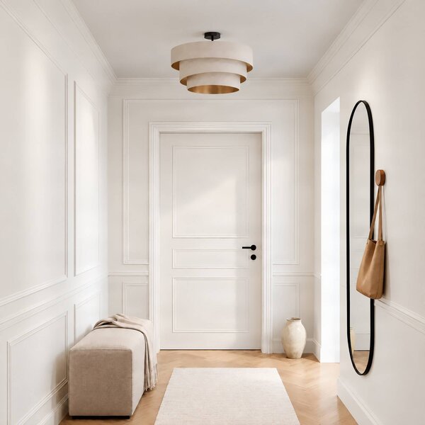 Lampa sufitowa Jusari Lindby, możliwość ściemniania, kremowy / amber, salon / jadalnia, tkanina / materiał / jedwab, nowoczesny