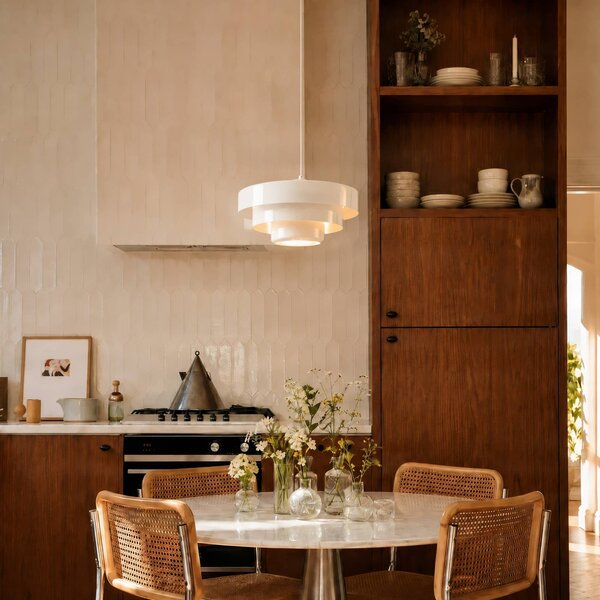 Lampa wisząca Tivra Lindby, możliwość ściemniania, biały / opal, salon / jadalnia, metal, design