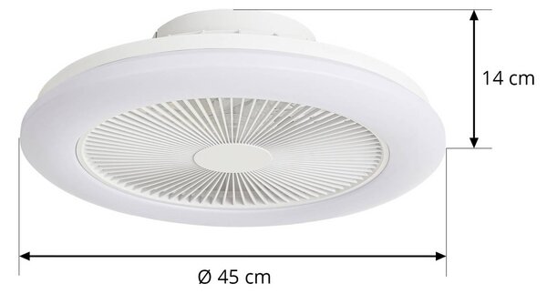 Wentylator sufitowy LED Lindby Vedin, biały, DC, Ø 45 cm, RGBW Vedin Lindby, możliwość ściemniania, biały / opal, salon / jadalnia, tworzywo sztuczne, nowoczesny