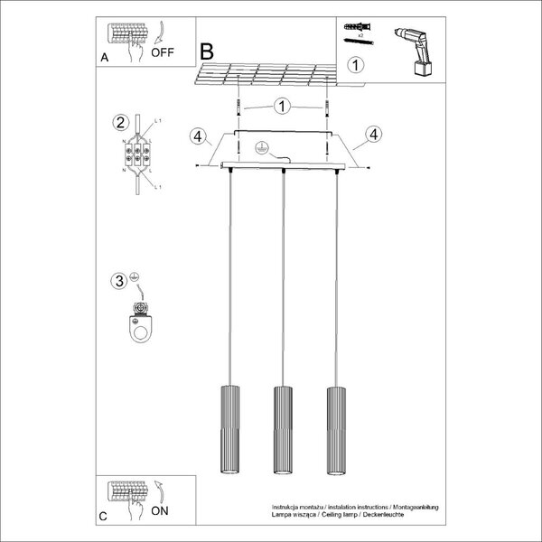 Czarna lampa wisząca Gleam – Sollux