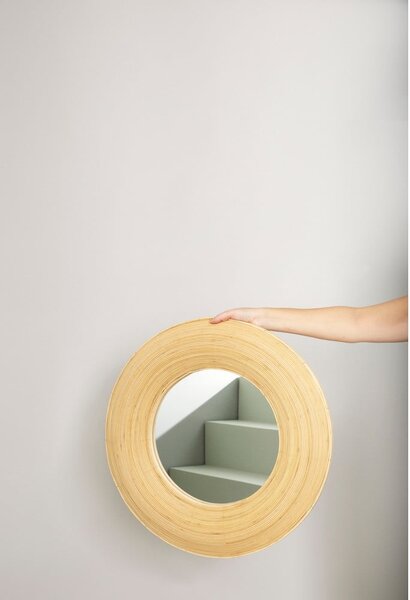 Lustro ścienne z bambusową ramą ø 60 cm Blush – Hübsch