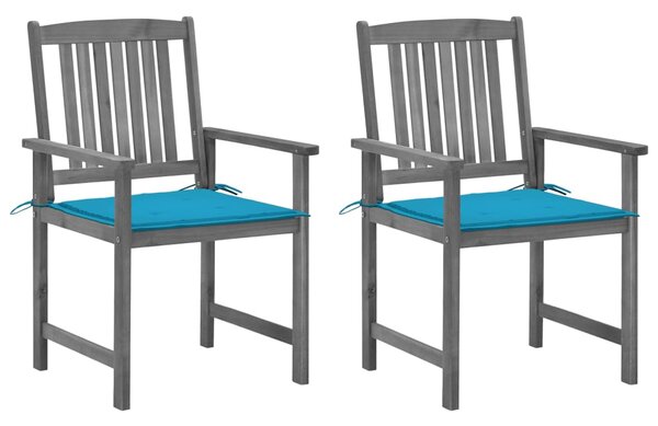 Krzesła ogrodowe z poduszkami, 2 szt., szare, akacjowe