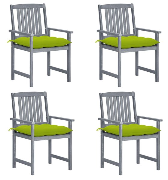 Krzesła ogrodowe z poduszkami, 4 szt., szare, akacjowe