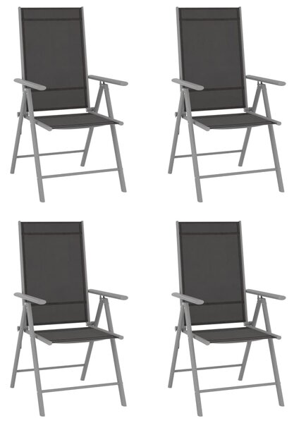 Składane krzesła ogrodowe, 4 szt., tkanina textilene, czarne