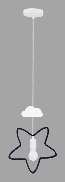 Czarno-biały żyrandol dziecięcy z metalowym kloszem Single – Candellux Lighting