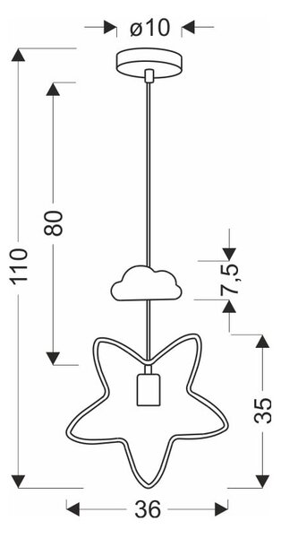 Czarno-biały żyrandol dziecięcy z metalowym kloszem Single – Candellux Lighting