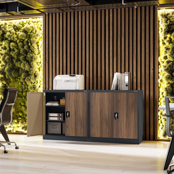 Szafka biurowa Eco Design Beata 90x40x93 cm antracyt/orzech