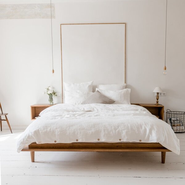 Biała pościel jednoosobowa z mieszanki lnu 165x220 cm – Linen Tales