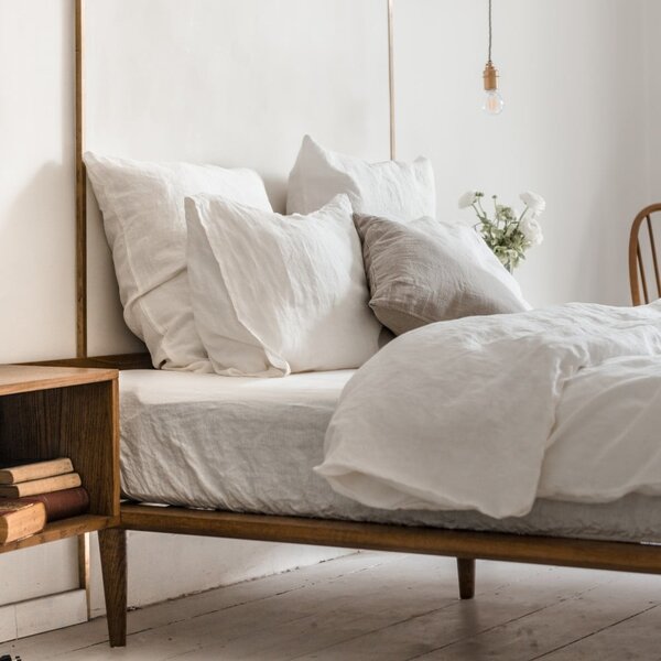 Biała pościel jednoosobowa z mieszanki lnu 165x220 cm – Linen Tales