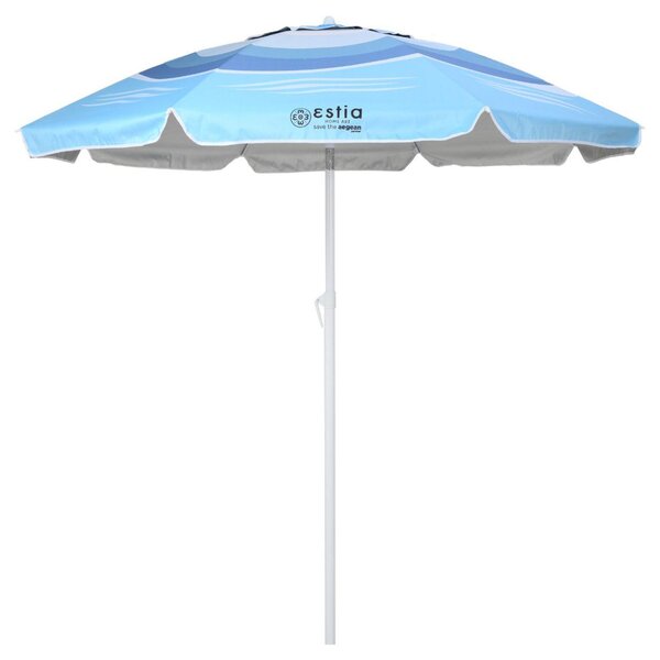 Estia – parasol przeciwsłoneczny plażowy, biały, 2 m, przenośny, do ogrodu, plaży, campingów, z ochroną UV