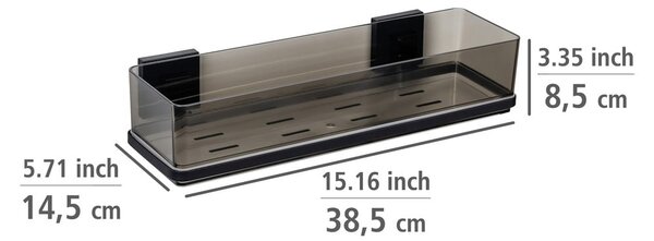 Czarna samoprzylepna plastikowa półka łazienkowa Quadro – Wenko