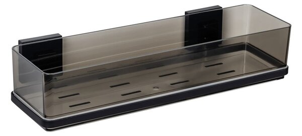 Czarna samoprzylepna plastikowa półka łazienkowa Quadro – Wenko