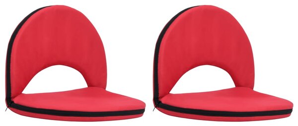 Składane krzesła podłogowe, 2 szt., czerwone, stal i tkanina