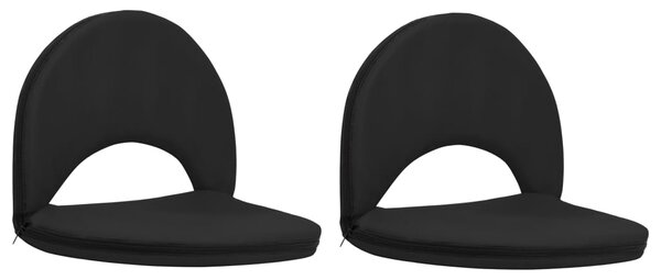 Składane krzesła podłogowe, 2 szt., czarne, stal i tkanina