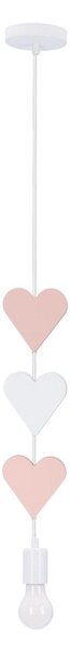 Biały/różowy żyrandol dziecięcy z metalowym kloszem Hearts – Candellux Lighting