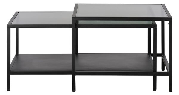 Czarne szklane stoliki zestaw 2 szt. 60x60 cm Bronco – Unique Furniture