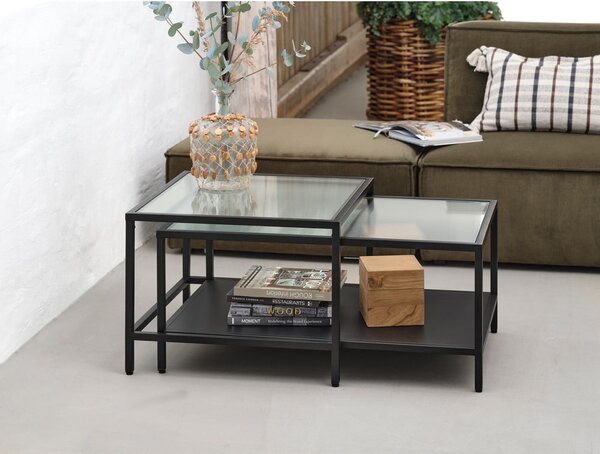 Czarne szklane stoliki zestaw 2 szt. 60x60 cm Bronco – Unique Furniture
