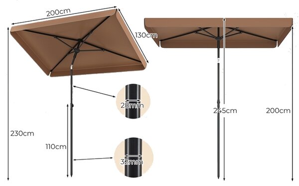 Parasol ogrodowy prostokątny 200x150 cm - składany z pokrowcem