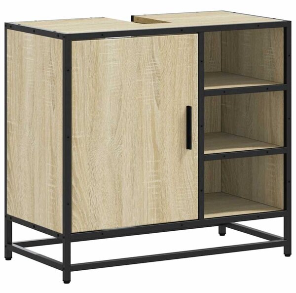 Szafka pod umywalkę łazienkową sonoma oak 65x33x60 cm drewno klejone