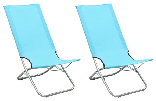 Składane krzesła plażowe, 2 szt., turkusowe, obite tkaniną