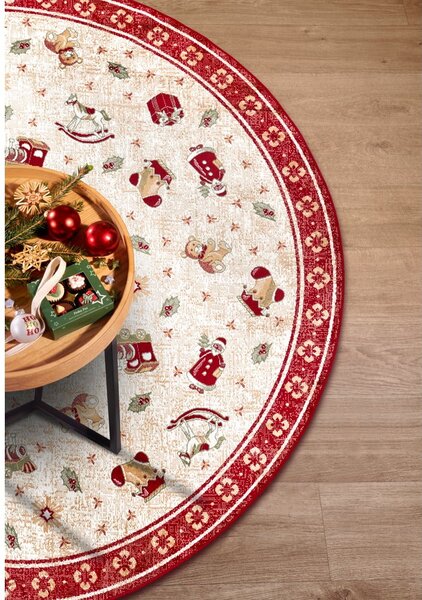 Czerwony okrągły dywan z mieszanki bawełny ze świątecznym motywem ø 160 cm Toy's Delight Red Christmas – Villeroy&Boch