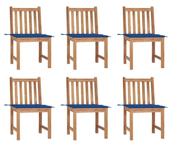 Krzesła ogrodowe z poduszkami, 6 szt., lite drewno tekowe