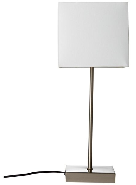 Biała klasyczna lampa stołowa z kloszem z tkaniny