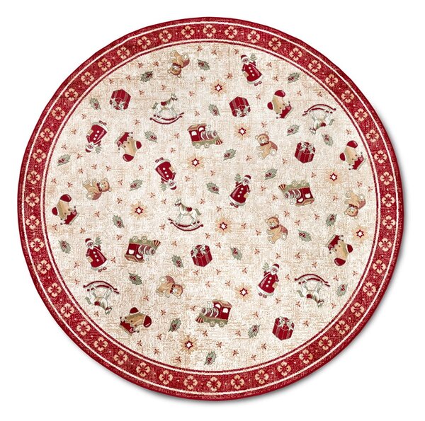 Czerwony okrągły dywan z mieszanki bawełny ze świątecznym motywem ø 160 cm Toy's Delight Red Christmas – Villeroy&Boch