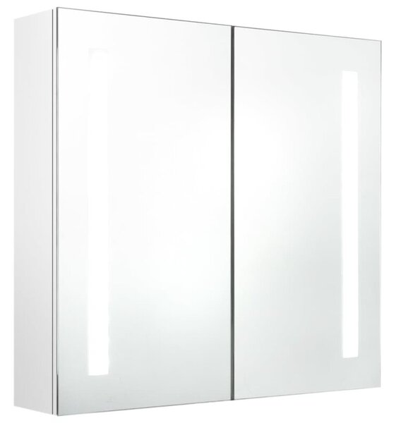 Szafka łazienkowa z lustrem i LED, biel z połyskiem 62x14x60 cm