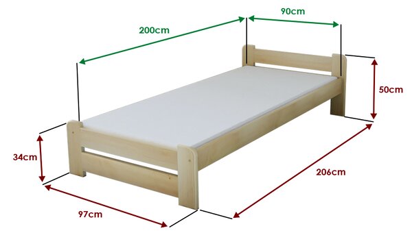 Łóżko Emily 90 x 200 cm, białe Stelaż: Ze stelażem listwowym rolowanym elastycznym, Materac: Bez materaca