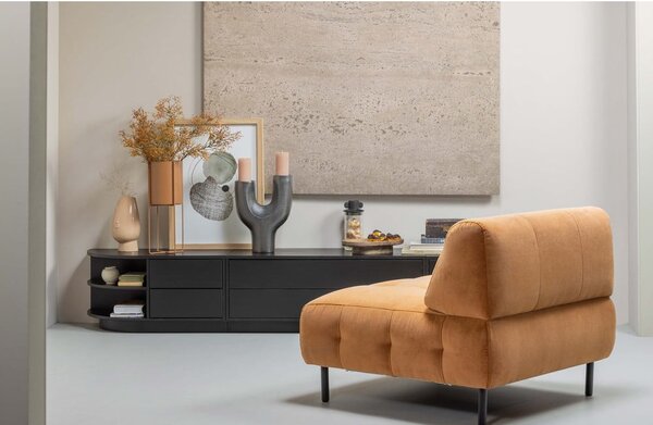 Czarna modułowa szafka pod TV z litego drewna sosnowego 156x40 cm Finca – WOOOD