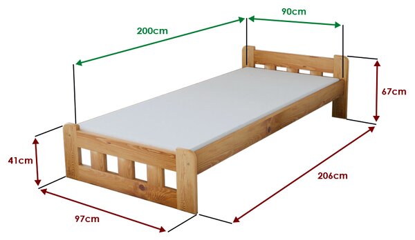 Łóżko Naomi podwyższone 90 x 200 cm, olcha Stelaż: Ze stelażem listwowym rolowanym, Materac: Bez materaca
