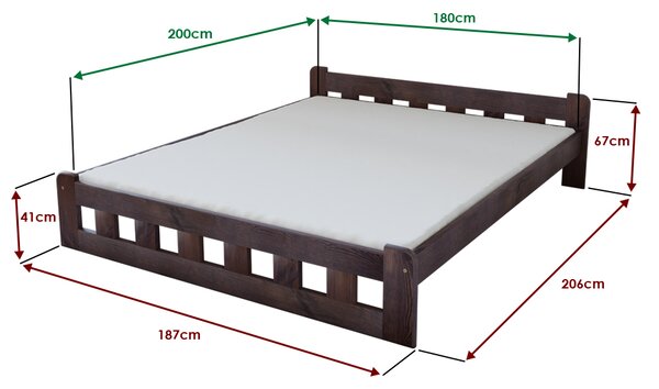 Łóżko Naomi podwyższone 180 x 200 cm, orzech Stelaż: Bez stelaża, Materac: Bez materaca