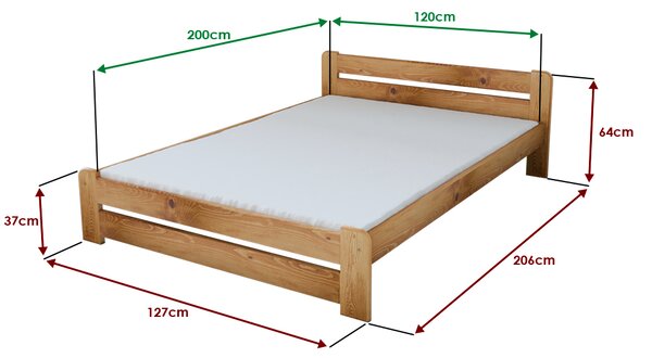 Łóżko Laura 120 x 200 cm, olcha Stelaż: Ze stelażem listwowym rolowanym elastycznym, Materac: Materac Coco Maxi 20 cm