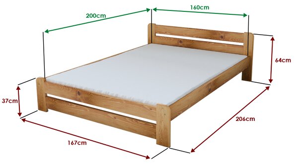 Łóżko Laura 160x200 cm, olcha Stelaż: Ze stelażem listwowym rolowanym elastycznym, Materac: Bez materaca