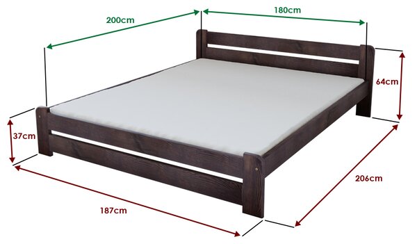 Łóżko Laura 180 x 200 cm, orzech Stelaż: Ze stelażem listwowym rolowanym, Materac: Bez materaca