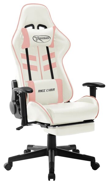 Fotel dla gracza, biało-różowy, sztuczna skóra