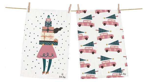 Bawełniane ścierki zestaw 2 szt. ze świątecznym motywem 50x70 cm A Lots of Gifts – Butter Kings