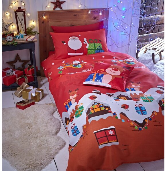 Czerwona pościel dziecięca do łóżeczka 120x150 cm Santa's Christmas Presents – Catherine Lansfield
