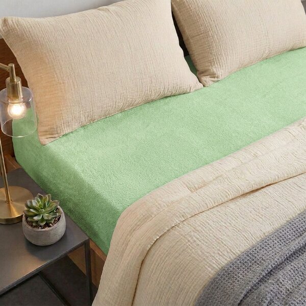 4Home prześcieradło frotte DELUXE zielony, 90–100 x 200 cm, 90–100 x 200 cm