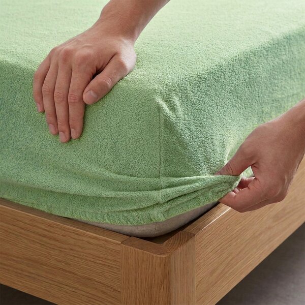4Home prześcieradło frotte DELUXE zielony, 90–100 x 200 cm, 90–100 x 200 cm